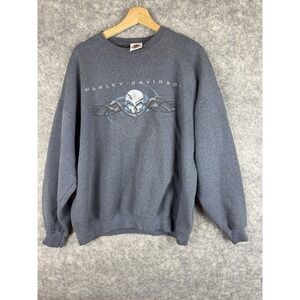 Vintage Harley Davidson Sweatshirt Mens XL Skull Motorcycle USA Confederate 90s
